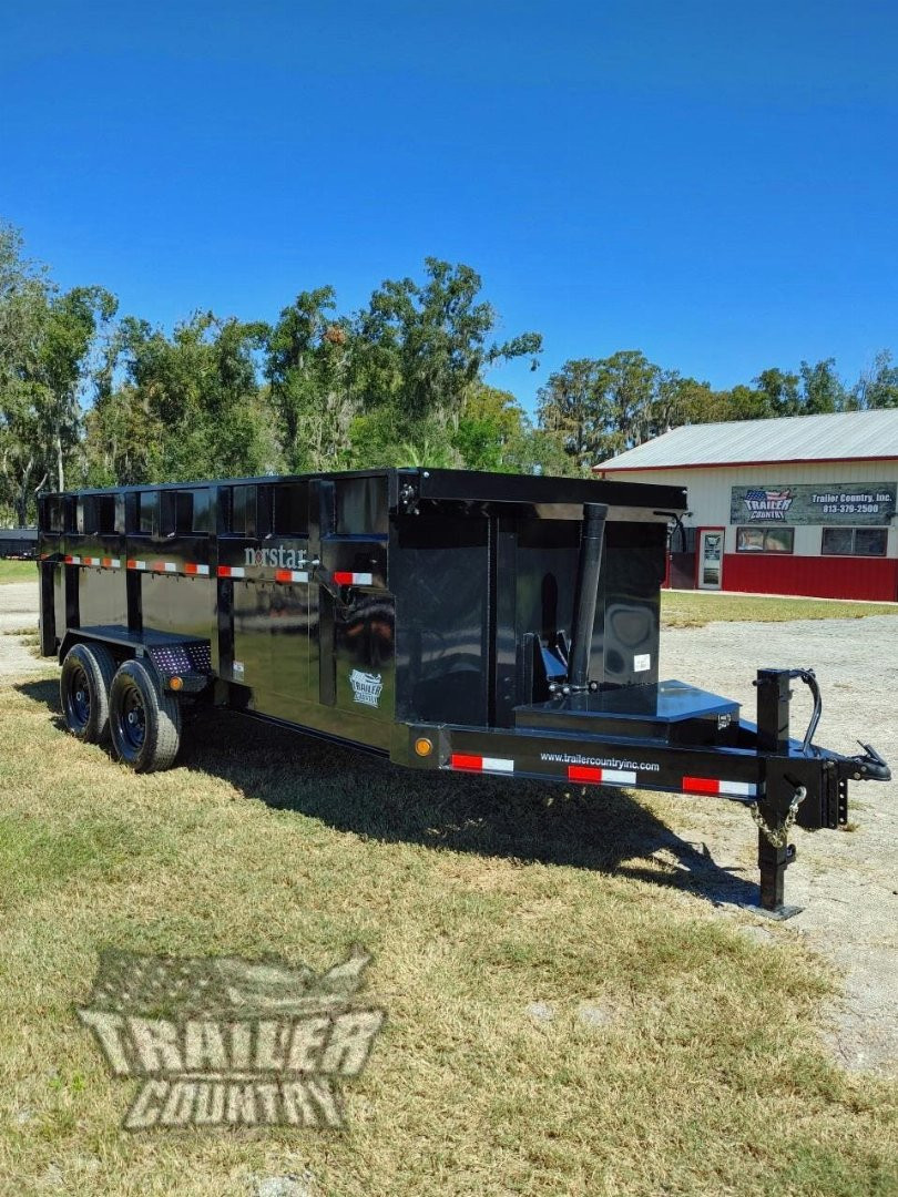 New Brand New 7'x16' Tandem Axle, Bumper Pull, 3 Stage Telescopic Cylinder Dump Trlr