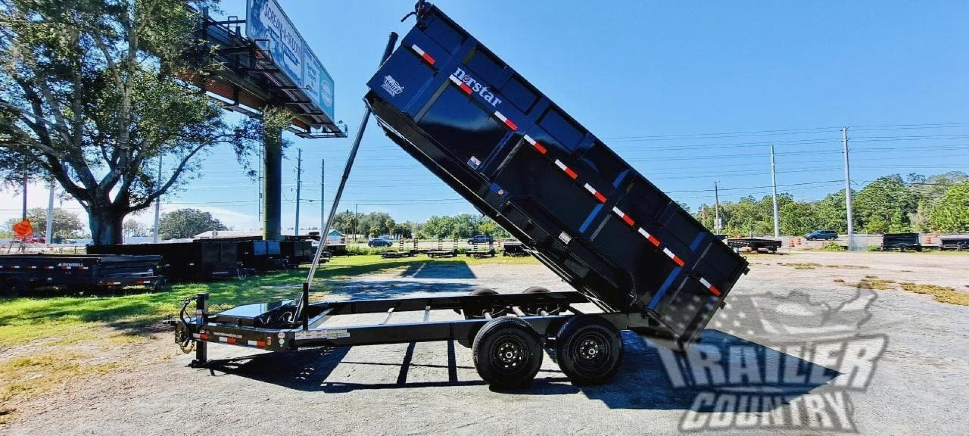 New Brand New 7'x16' Tandem Axle, Bumper Pull, 3 Stage Telescopic Cylinder Dump Trlr