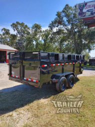 New Brand New 7'x16' Tandem Axle, Bumper Pull, 3 Stage Telescopic Cylinder Dump Trlr
