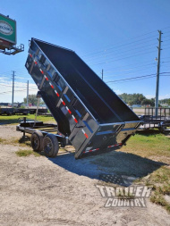 New Brand New 7'x16' Tandem Axle, Bumper Pull, 3 Stage Telescopic Cylinder Dump Trlr