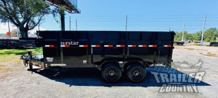 New Brand New 7'x16' Tandem Axle, Bumper Pull, 3 Stage Telescopic Cylinder Dump Trlr