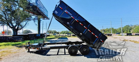 New Brand New 7'x16' Tandem Axle, Bumper Pull, 3 Stage Telescopic Cylinder Dump Trlr