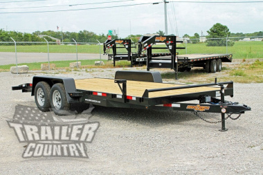 New NEW 7' x 18' Heavy Duty Bumper Pull Flatbed Wood Deck Equipment / Car Hauler Trailer