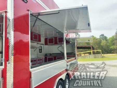 New 2026 NEW 20ft BBQ Trlr - Hood, Double serving Windows, Sinks, Marquees - LOADED