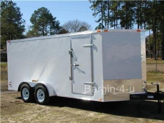 New Brand New 7x16 Tandem Axle, V-Nosed Enclosed Trailer - Led Lighting