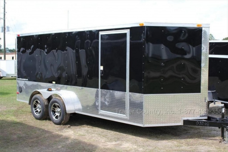 New 2026 Brand New Model 7 X 16 Tandem Axle, V-Nosed Enclosed Motorcycle Cargo Trailer