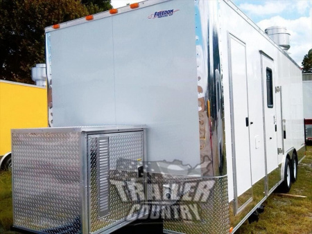 New 2026 New Heavy Duty Model 8.5 x 22 Tandem Axle, Enclosed Food Vending Concession BBQ Trailer w/ Bathroom Package.