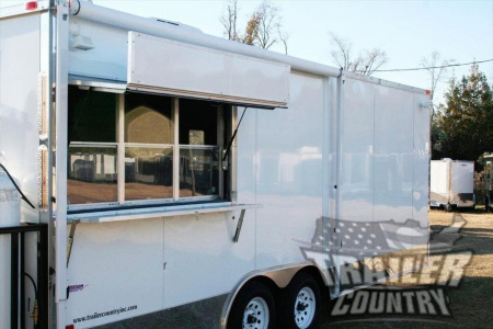 New 2026 New Heavy Duty Model 8.5 x 22 Tandem Axle, Enclosed Food Vending Concession BBQ Trailer w/ Bathroom Package.