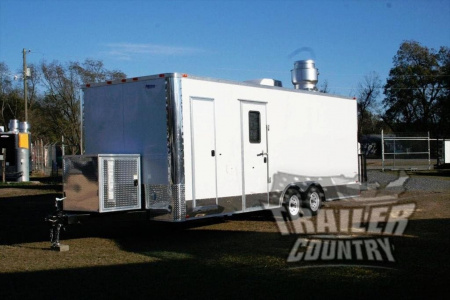 New 2026 New Heavy Duty Model 8.5 x 22 Tandem Axle, Enclosed Food Vending Concession BBQ Trailer w/ Bathroom Package.