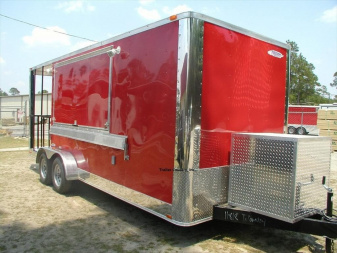 New NEW 7 x 20 Enclosed Concession READY FOR CUSTOMIZATION w/6FT porch
