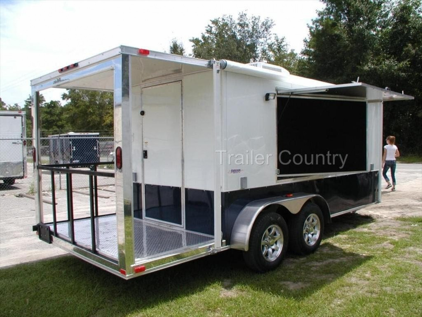 New NEW 7 X 14 + 4' Open Porch  TAIL GATE CONCESSION TRAILER LOADED W/ OPTIONS