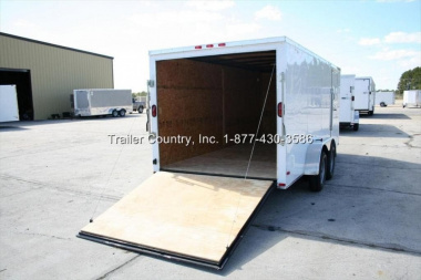 New Brand New 7 X 16 Tandem Axle, V-Nosed Enclosed Motorcycle Cargo Trailer