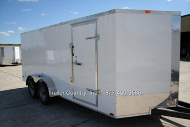 New Brand New 7 X 16 Tandem Axle, V-Nosed Enclosed Motorcycle Cargo Trailer