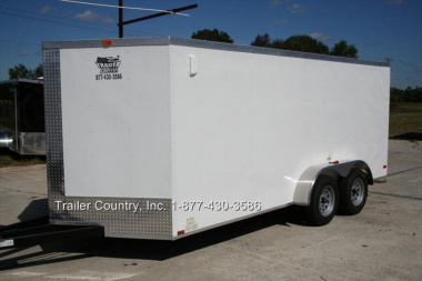 New Brand New 7 X 16 Tandem Axle, V-Nosed Enclosed Motorcycle Cargo Trailer