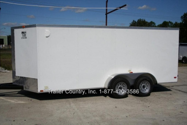 New Brand New 7 X 16 Tandem Axle, V-Nosed Enclosed Motorcycle Cargo Trailer