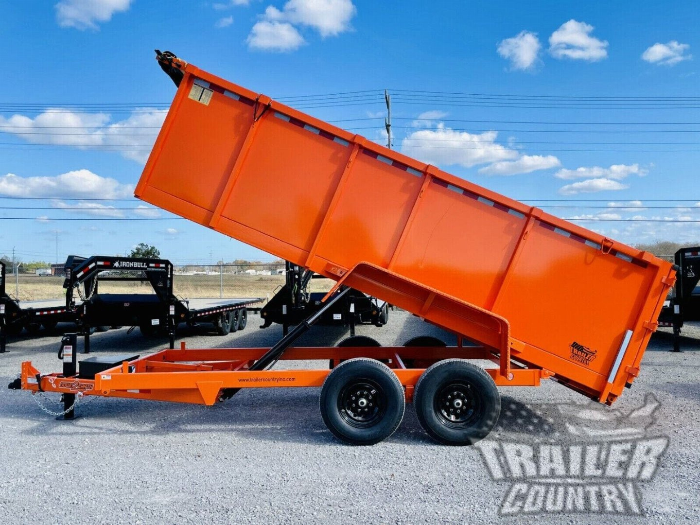 New NEW 7' x 16'  Hydraulic Dump Trailer w/ 48" High Sides, 1 Piece Floor **ORANGE**