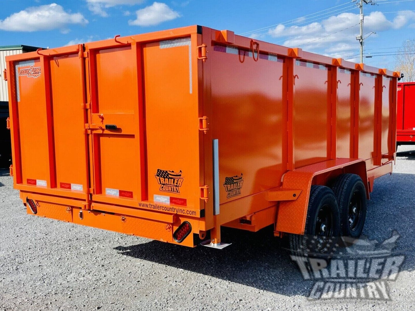 New NEW 7' x 16'  Hydraulic Dump Trailer w/ 48" High Sides, 1 Piece Floor **ORANGE**