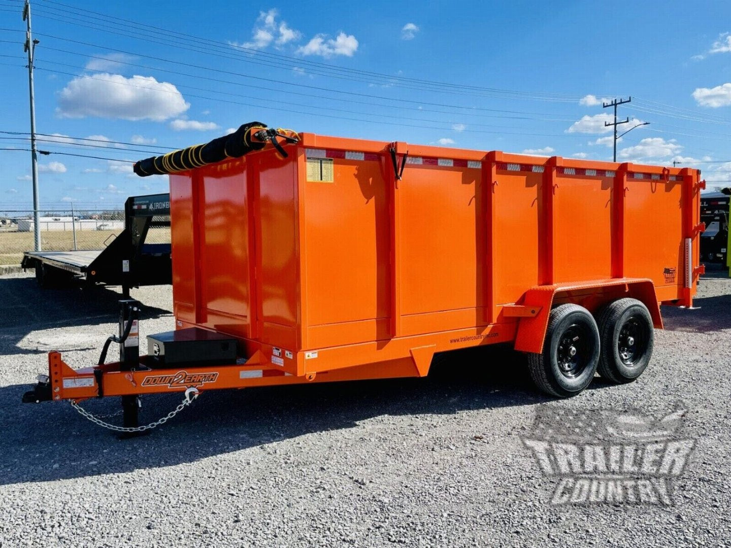 New NEW 7' x 16'  Hydraulic Dump Trailer w/ 48" High Sides, 1 Piece Floor **ORANGE**