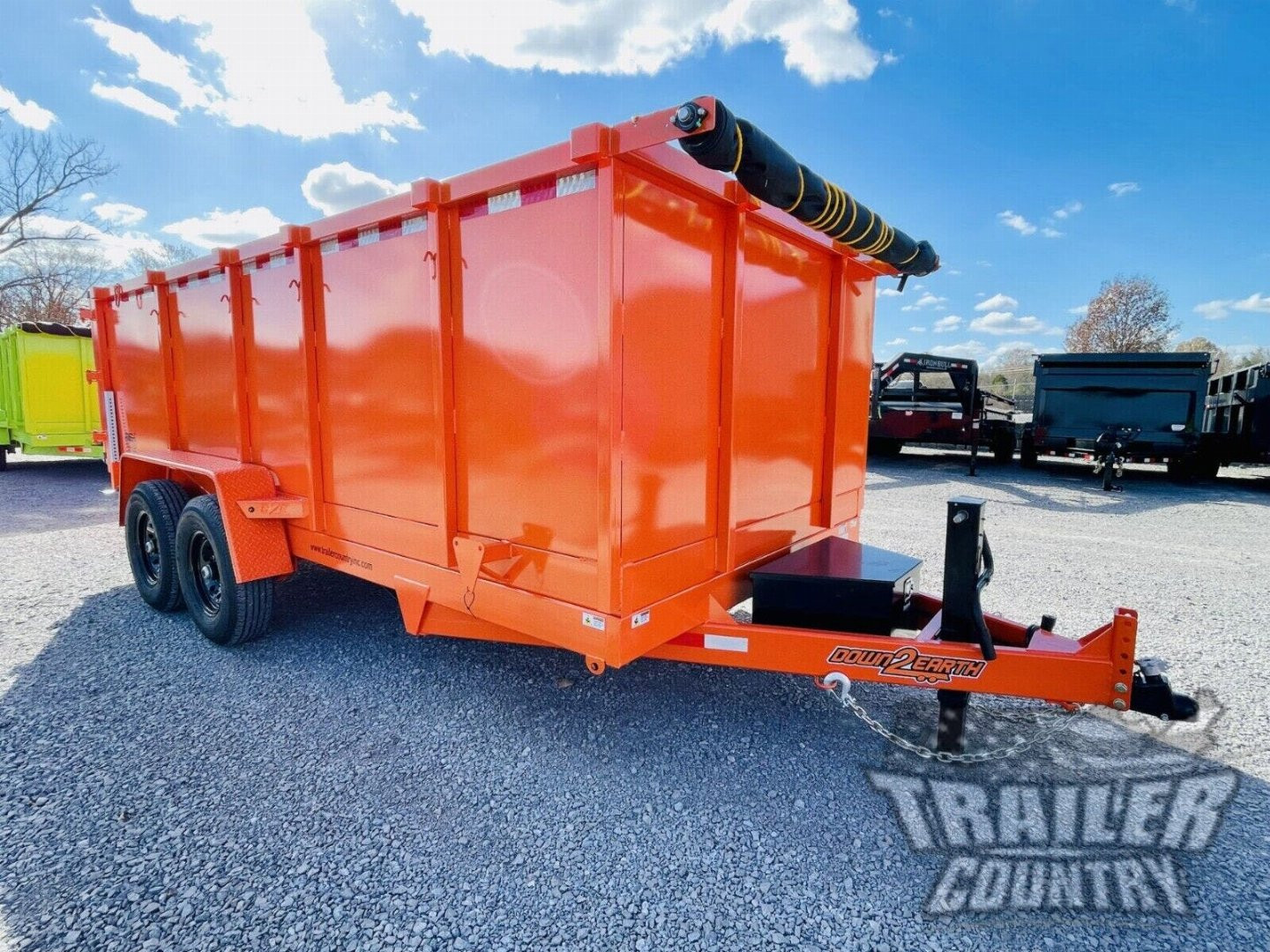 New NEW 7' x 16'  Hydraulic Dump Trailer w/ 48" High Sides, 1 Piece Floor **ORANGE**