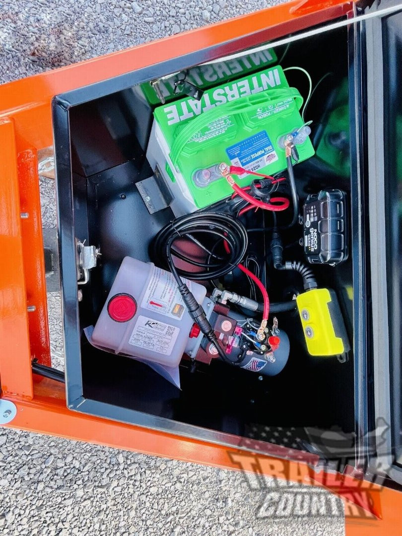 New NEW 7' x 16'  Hydraulic Dump Trailer w/ 48" High Sides, 1 Piece Floor **ORANGE**