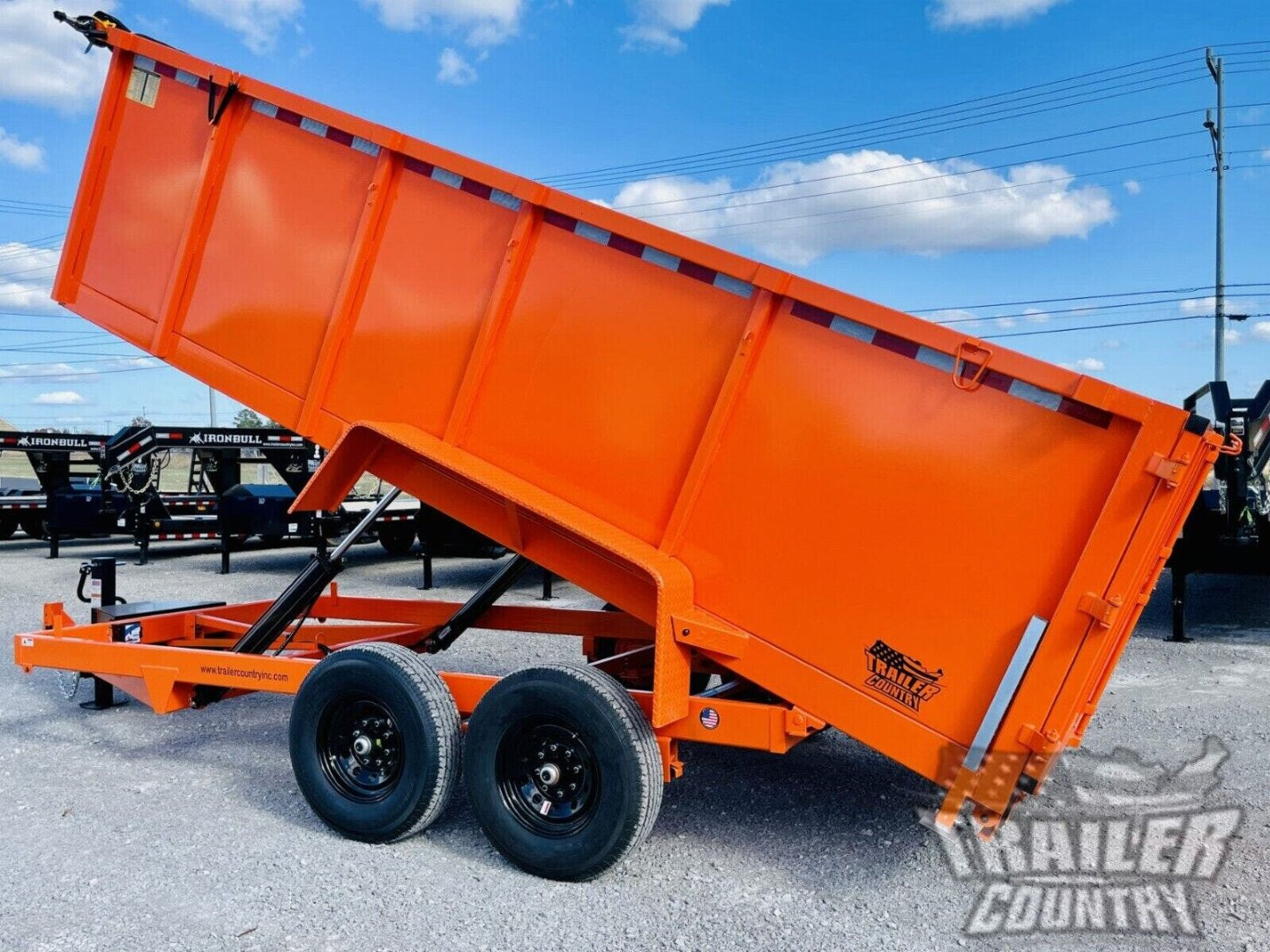New NEW 7' x 16'  Hydraulic Dump Trailer w/ 48" High Sides, 1 Piece Floor **ORANGE**