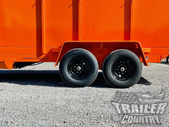 New NEW 7' x 16'  Hydraulic Dump Trailer w/ 48" High Sides, 1 Piece Floor **ORANGE**