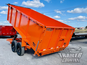 New NEW 7' x 16'  Hydraulic Dump Trailer w/ 48" High Sides, 1 Piece Floor **ORANGE**