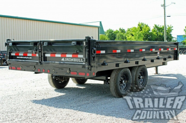 New NEW 8' x 16' Iron Bull Scissor Hoist Hydraulic Dump Trlr w/18" High DUAL DROP SIDES