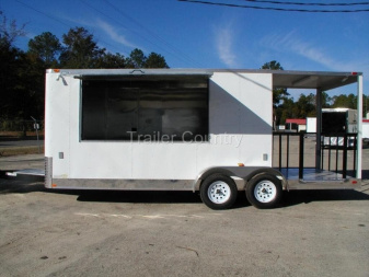 New NEW 7x20FT Concession w/Porch, 4FT Hood, 7FT Height, Concession Window