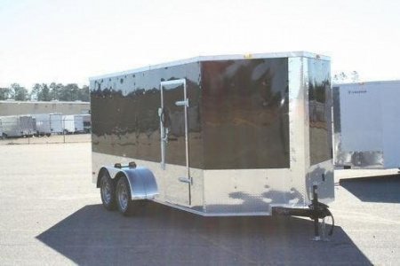 New 2026 NEW 7 x 16 V-NOSE ENCLOSED CARGO MOTORCYCLE TRAILER - TOURING PACKAGE