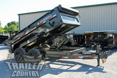 New NEW 7' x 12' IronBull Scissor Hoist Hydraulic Dump Trailer w/ 24" High Sides