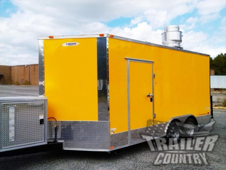 New 2026 NEW 8.5 X 16' V-NOSED ENCLOSED MOBILE KITCHEN VENDING TRAILER LOADED W/ OPTIONS & EQUIPMENT
