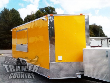 New 2026 NEW 8.5 X 16' V-NOSED ENCLOSED MOBILE KITCHEN VENDING TRAILER LOADED W/ OPTIONS & EQUIPMENT