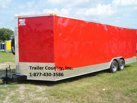 New 2026 Brand New 8.5x24 Tandem Axle, V-Nosed Enclosed Carhauler Trailer with 5200# Axles