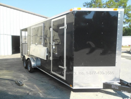 New 2026 New 7 x 20 Tandem Axle, Enclosed Concession/Food Vending Cargo Trailer with Porch