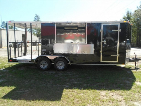 New 2026 New 7 x 20 Tandem Axle, Enclosed Concession/Food Vending Cargo Trailer with Porch