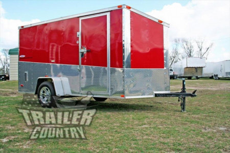 New 2026 NEW 6' x 12' Custom Slanted Trim & V-Nose Enclosed Motorcycle Cargo Trailer w/ Ramp