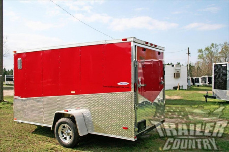 New 2026 NEW 6' x 12' Custom Slanted Trim & V-Nose Enclosed Motorcycle Cargo Trailer w/ Ramp