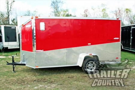 New 2026 NEW 6' x 12' Custom Slanted Trim & V-Nose Enclosed Motorcycle Cargo Trailer w/ Ramp