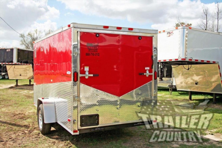 New 2026 NEW 6' x 12' Custom Slanted Trim & V-Nose Enclosed Motorcycle Cargo Trailer w/ Ramp