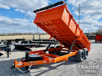 New 7x16 Hydraulic Dump Trailer w/ 1 Piece Solid Steel Floor, **ORANGE**