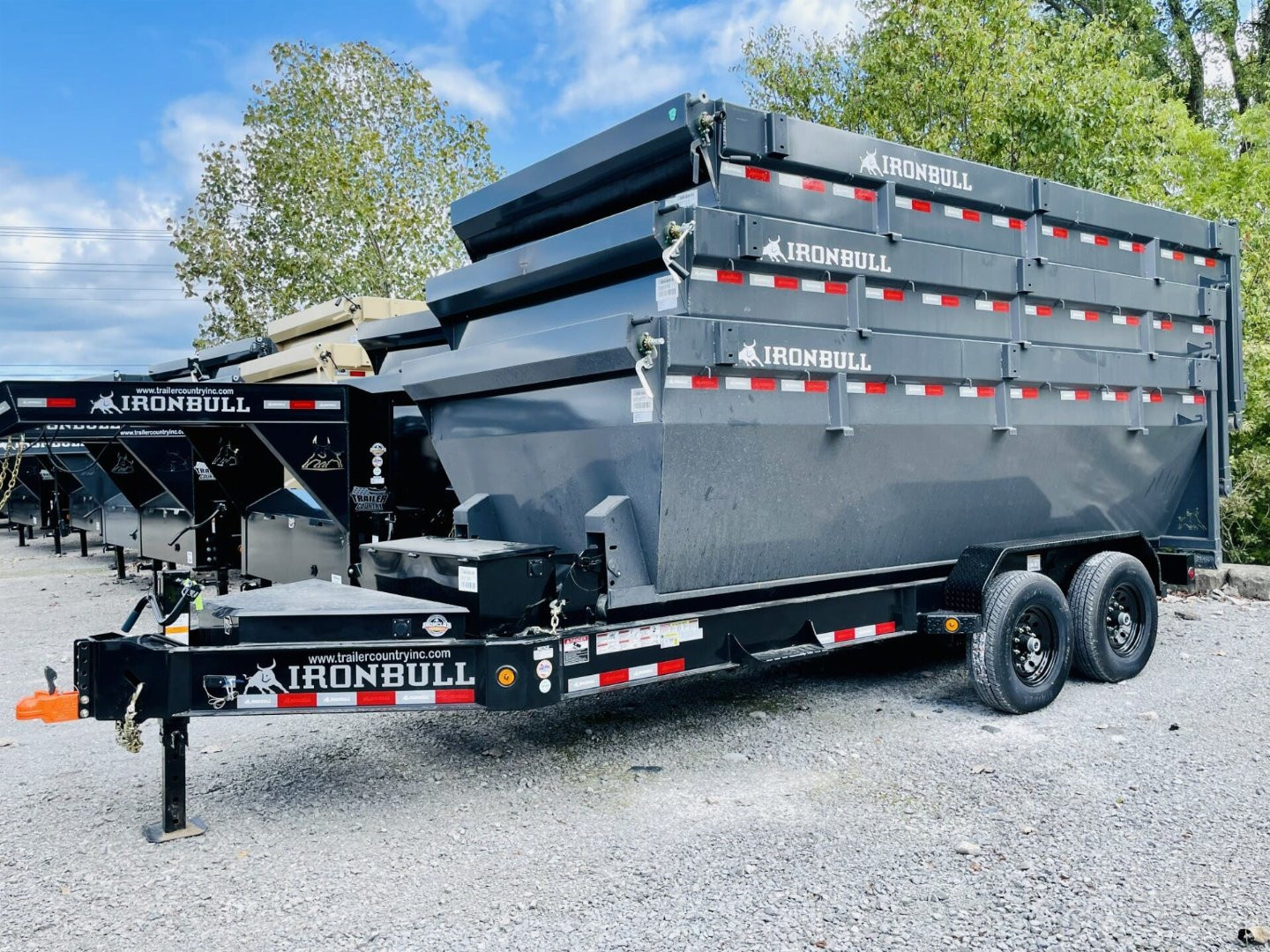 New 2026 Ironbull 83" x 16' Roll Off Dump Trlr Pkg (1)14K trailer Roll Off plus 3 Stackable Dump Bins