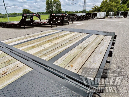 New 2026 New 8.5 ' x 40' Heavy Duty 25,900 Lb G.V.W.R. Low Profile Heavy Equipment Hauler Deckover Trailer w/ Gooseneck Coupler + Hydraulic Dove Tail & Hydraulic Jacks