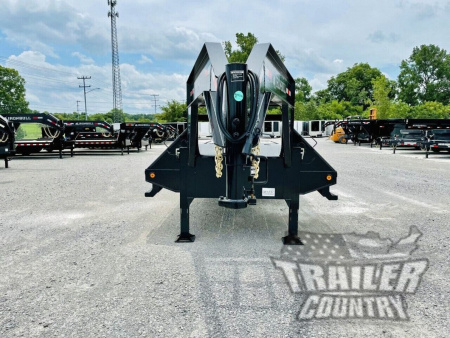 New 2026 New 8.5 ' x 40' Heavy Duty 25,900 Lb G.V.W.R. Low Profile Heavy Equipment Hauler Deckover Trailer w/ Gooseneck Coupler + Hydraulic Dove Tail & Hydraulic Jacks