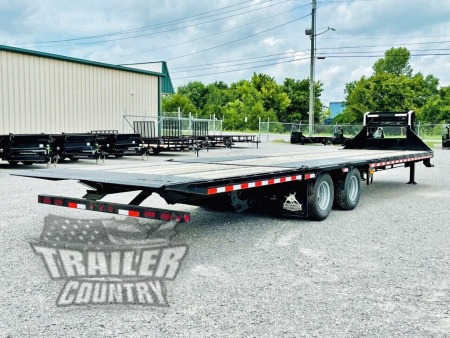 New 2026 New 8.5 ' x 40' Heavy Duty 25,900 Lb G.V.W.R. Low Profile Heavy Equipment Hauler Deckover Trailer w/ Gooseneck Coupler + Hydraulic Dove Tail & Hydraulic Jacks