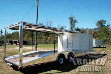 New 2026 NEW 8.5 x 30 Hybrid Trailer w/Open Deck Car/Toy Hauler & Pullout Ramps