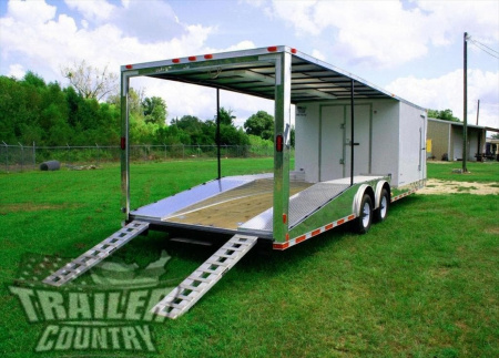 New 2026 NEW 8.5 x 30 Hybrid Trailer w/Open Deck Car/Toy Hauler & Pullout Ramps