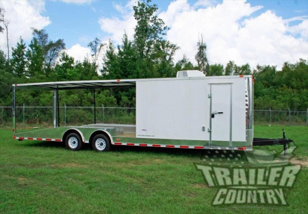 New 2026 NEW 8.5 x 30 Hybrid Trailer w/Open Deck Car/Toy Hauler & Pullout Ramps