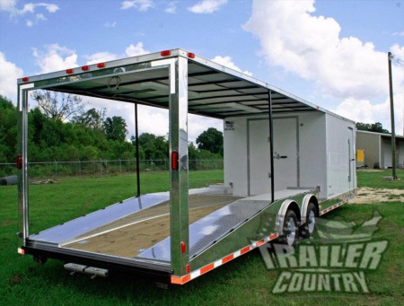 New 2026 NEW 8.5 x 30 Hybrid Trailer w/Open Deck Car/Toy Hauler & Pullout Ramps
