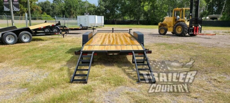 New 2026 NEW 7' x 20' (18' + 2') Flatbed Equipment Hauler Trailer w/ Dove Tail